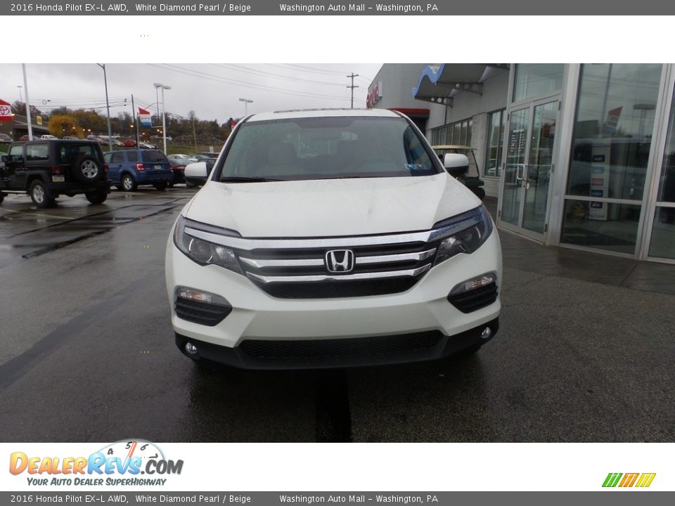 2016 Honda Pilot EX-L AWD White Diamond Pearl / Beige Photo #3