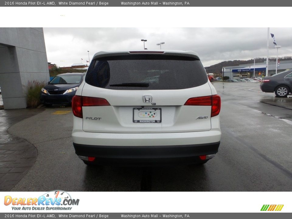 2016 Honda Pilot EX-L AWD White Diamond Pearl / Beige Photo #5