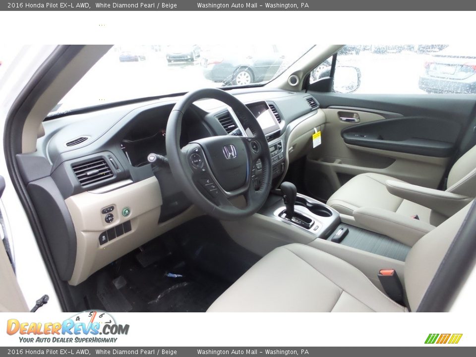2016 Honda Pilot EX-L AWD White Diamond Pearl / Beige Photo #7