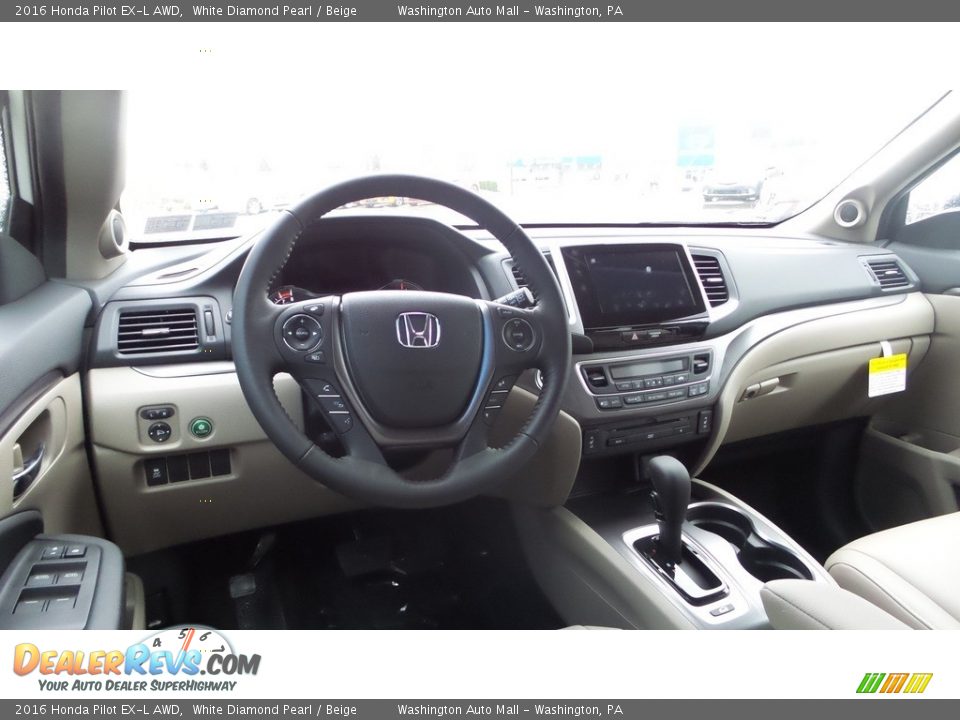 2016 Honda Pilot EX-L AWD White Diamond Pearl / Beige Photo #13