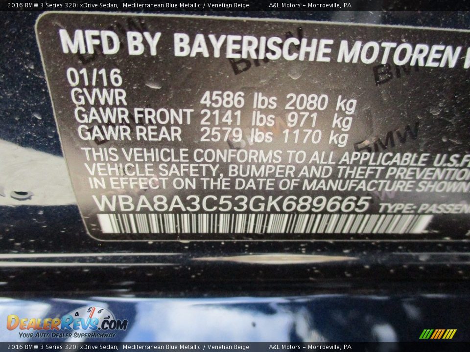 2016 BMW 3 Series 320i xDrive Sedan Mediterranean Blue Metallic / Venetian Beige Photo #19