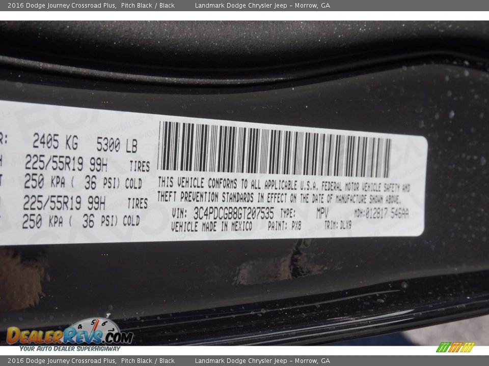 2016 Dodge Journey Crossroad Plus Pitch Black / Black Photo #9