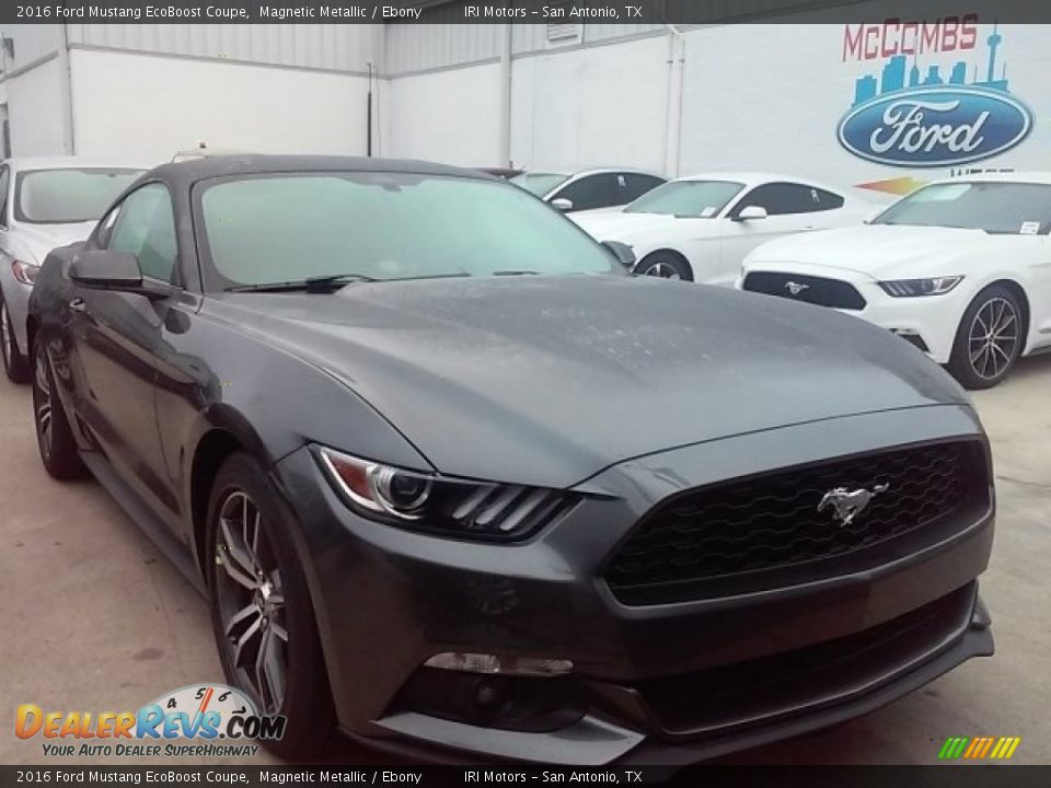 2016 Ford Mustang EcoBoost Coupe Magnetic Metallic / Ebony Photo #25
