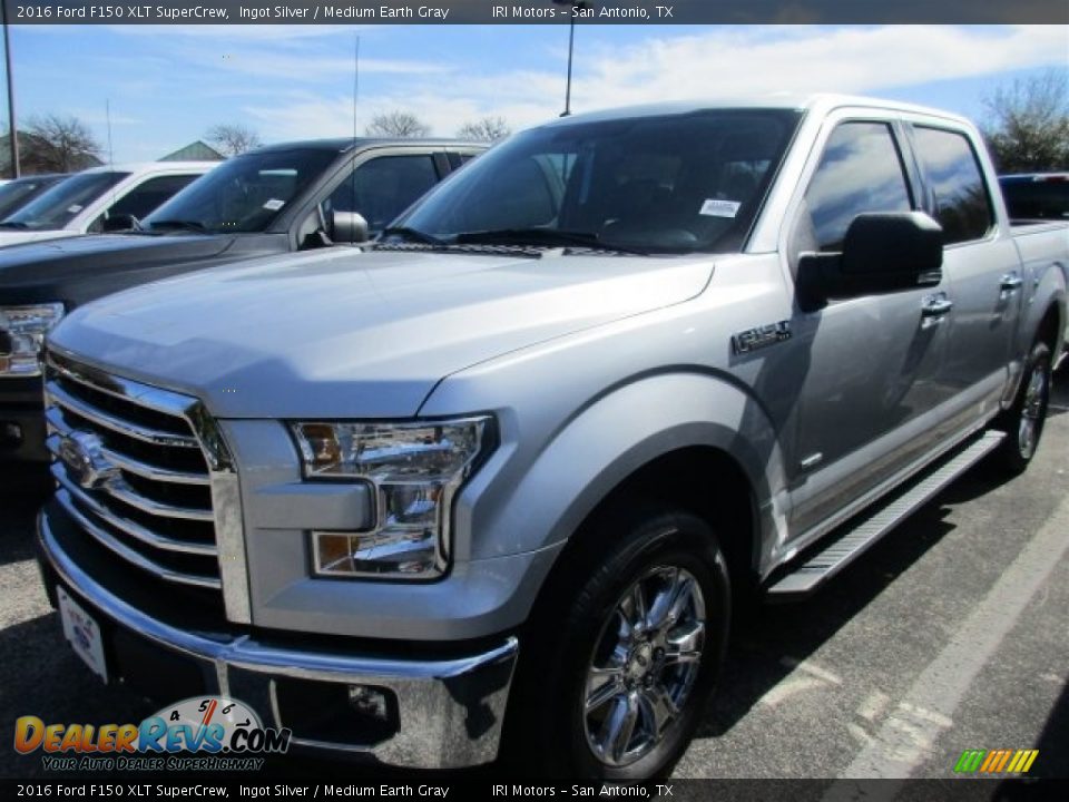 2016 Ford F150 XLT SuperCrew Ingot Silver / Medium Earth Gray Photo #2