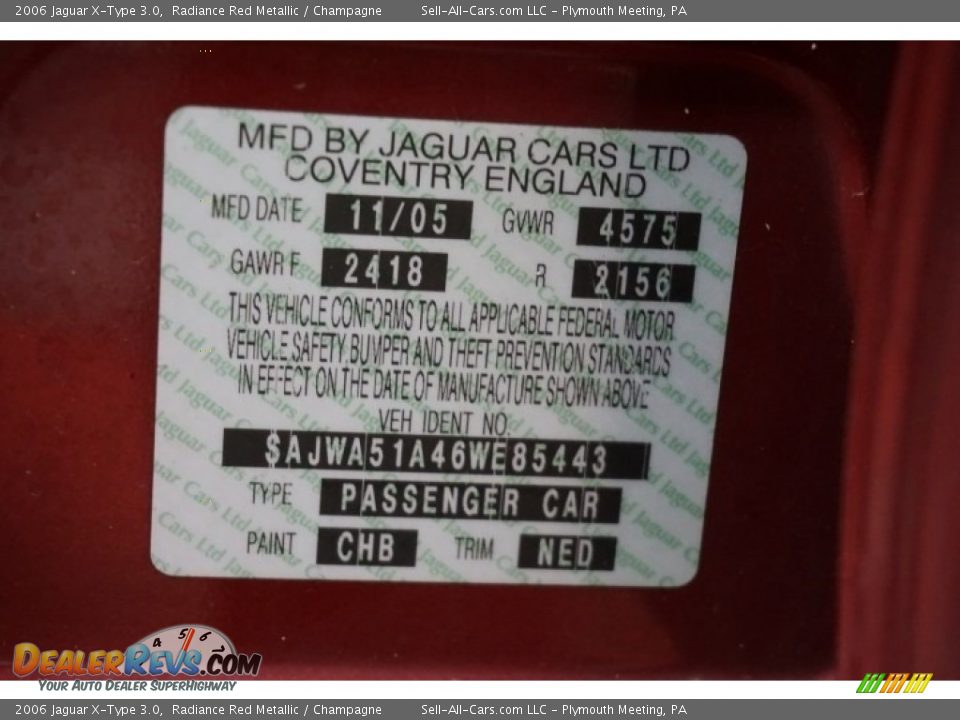 2006 Jaguar X-Type 3.0 Radiance Red Metallic / Champagne Photo #14