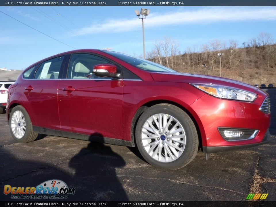 2016 Ford Focus Titanium Hatch Ruby Red / Charcoal Black Photo #1