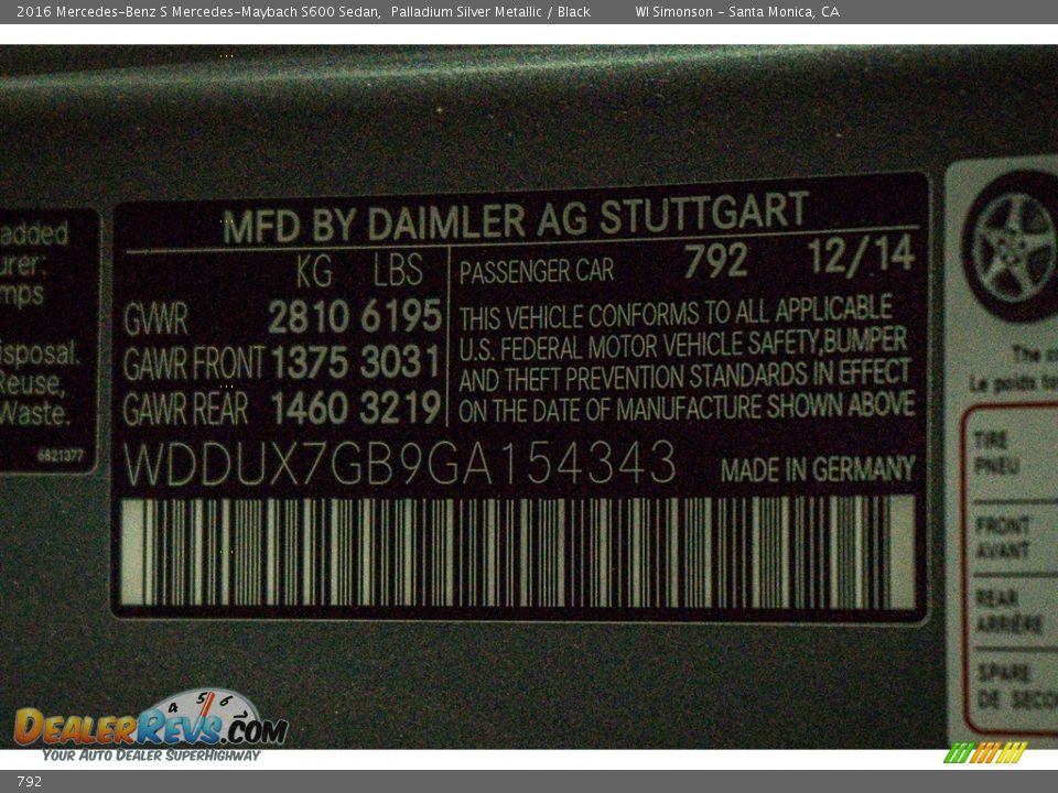 Mercedes-Benz Color Code 792 Palladium Silver Metallic