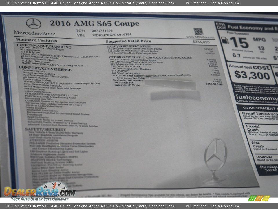 2016 Mercedes-Benz S 65 AMG Coupe designo Magno Alanite Grey Metallic (matte) / designo Black Photo #11