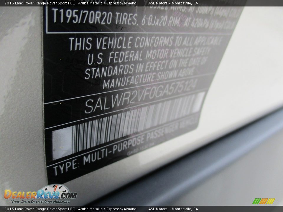 2016 Land Rover Range Rover Sport HSE Aruba Metallic / Espresso/Almond Photo #19