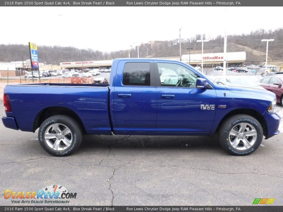 2016 Ram 1500 Sport Quad Cab 4x4 Blue Streak Pearl / Black Photo #7