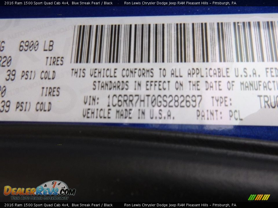 2016 Ram 1500 Sport Quad Cab 4x4 Blue Streak Pearl / Black Photo #15