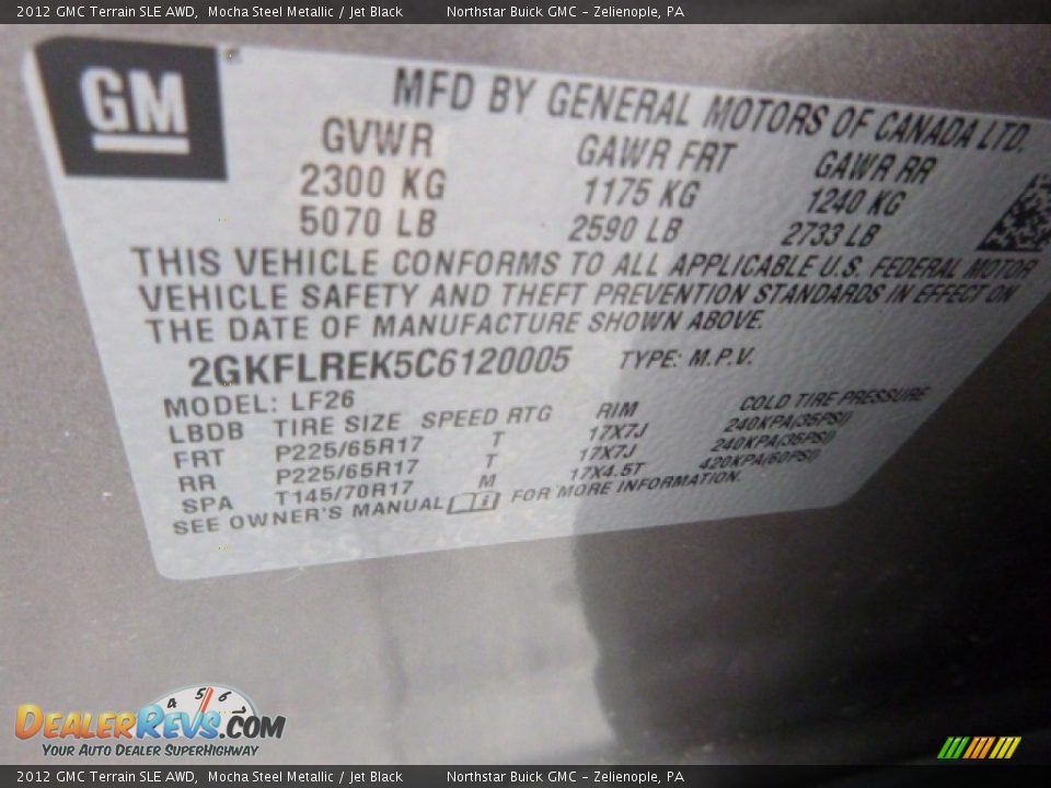 2012 GMC Terrain SLE AWD Mocha Steel Metallic / Jet Black Photo #18