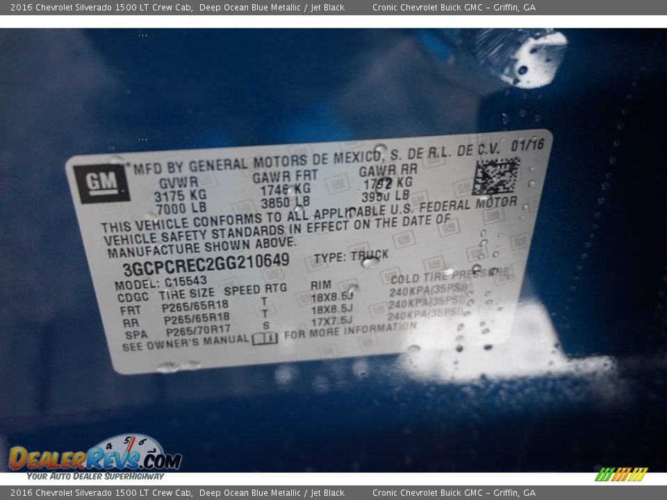 2016 Chevrolet Silverado 1500 LT Crew Cab Deep Ocean Blue Metallic / Jet Black Photo #16