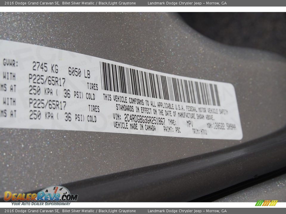2016 Dodge Grand Caravan SE Billet Silver Metallic / Black/Light Graystone Photo #9
