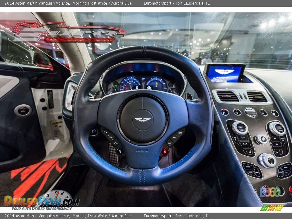 2014 Aston Martin Vanquish Volante Morning Frost White / Aurora Blue Photo #49