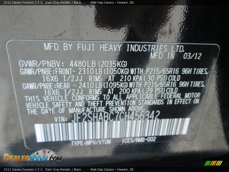 2012 Subaru Forester 2.5 X Dark Gray Metallic / Black Photo #27