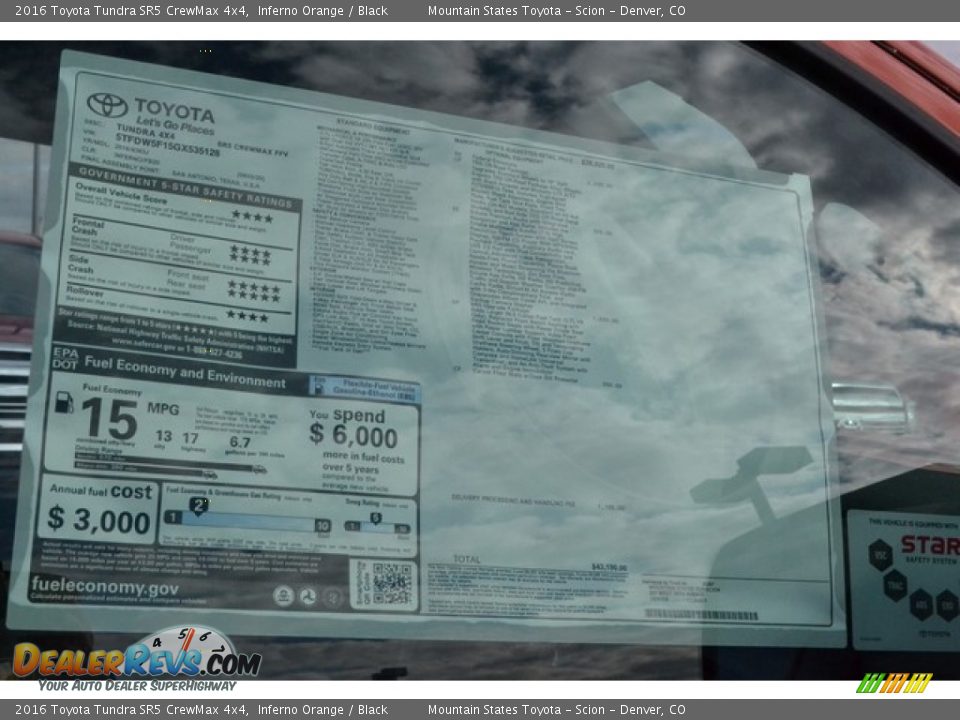 2016 Toyota Tundra SR5 CrewMax 4x4 Inferno Orange / Black Photo #10