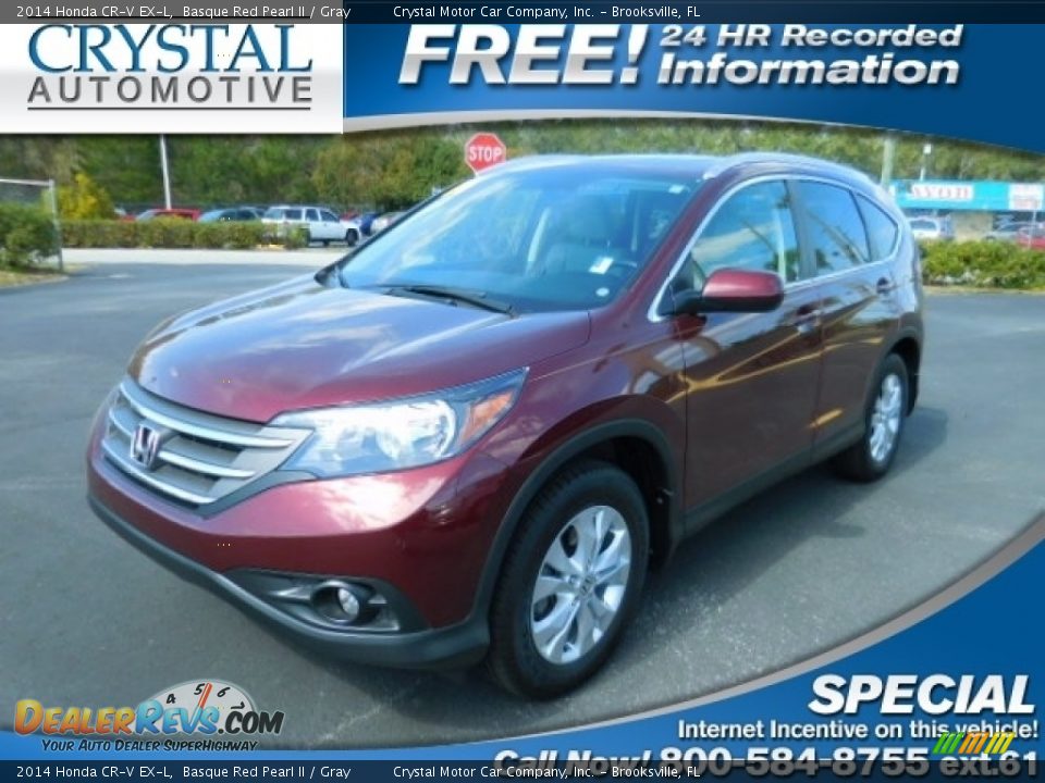2014 Honda CR-V EX-L Basque Red Pearl II / Gray Photo #1