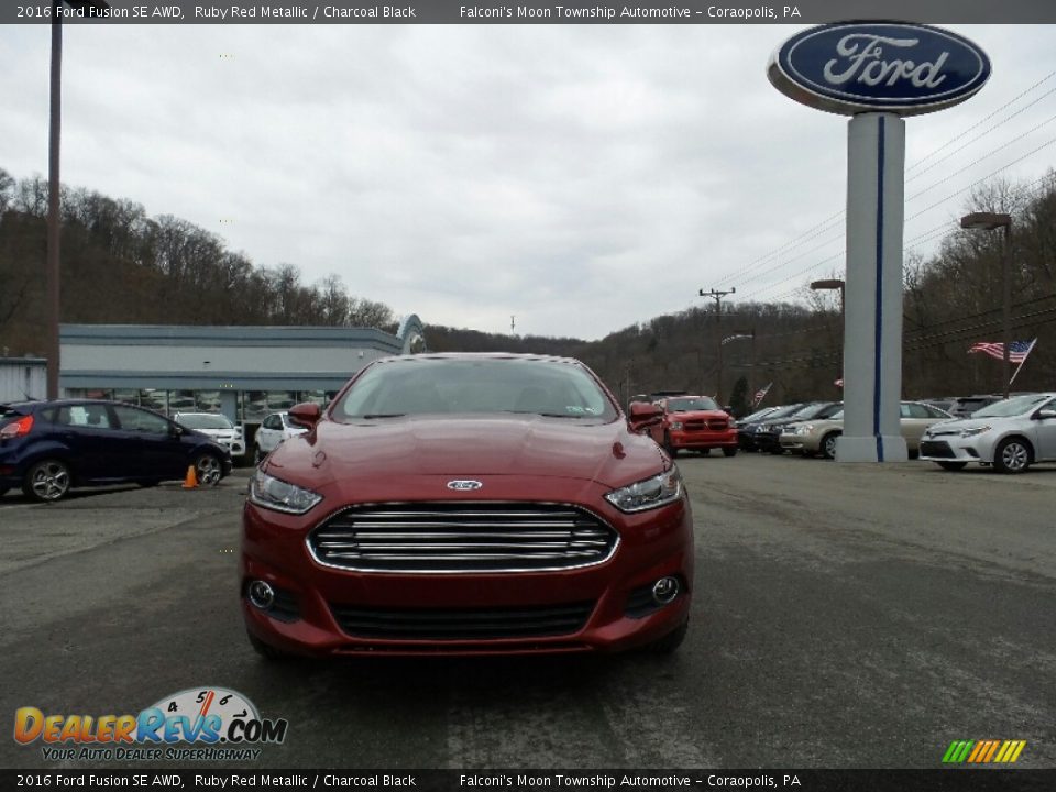 2016 Ford Fusion SE AWD Ruby Red Metallic / Charcoal Black Photo #2