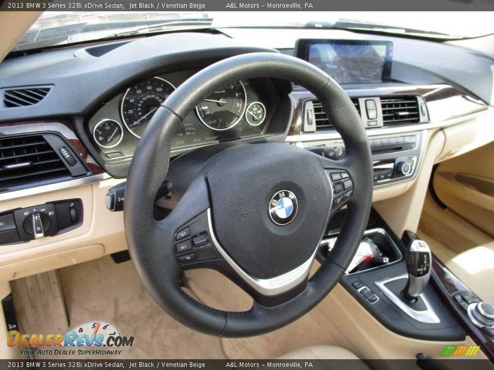 2013 BMW 3 Series 328i xDrive Sedan Jet Black / Venetian Beige Photo #15