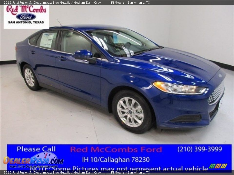 2016 Ford Fusion S Deep Impact Blue Metallic / Medium Earth Gray Photo #1