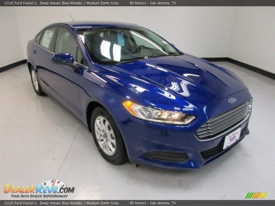 2016 Ford Fusion S Deep Impact Blue Metallic / Medium Earth Gray Photo #2
