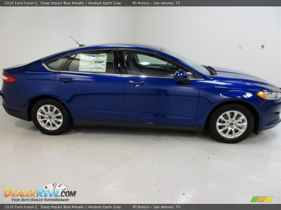 2016 Ford Fusion S Deep Impact Blue Metallic / Medium Earth Gray Photo #12