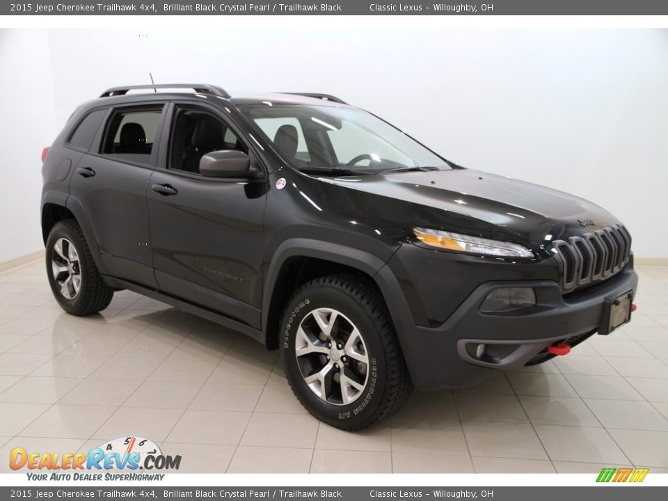 2015 Jeep Cherokee Trailhawk 4x4 Brilliant Black Crystal Pearl / Trailhawk Black Photo #1