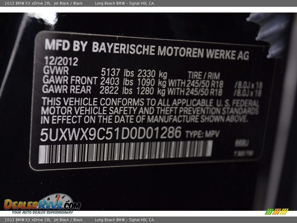 2013 BMW X3 xDrive 28i Jet Black / Black Photo #25