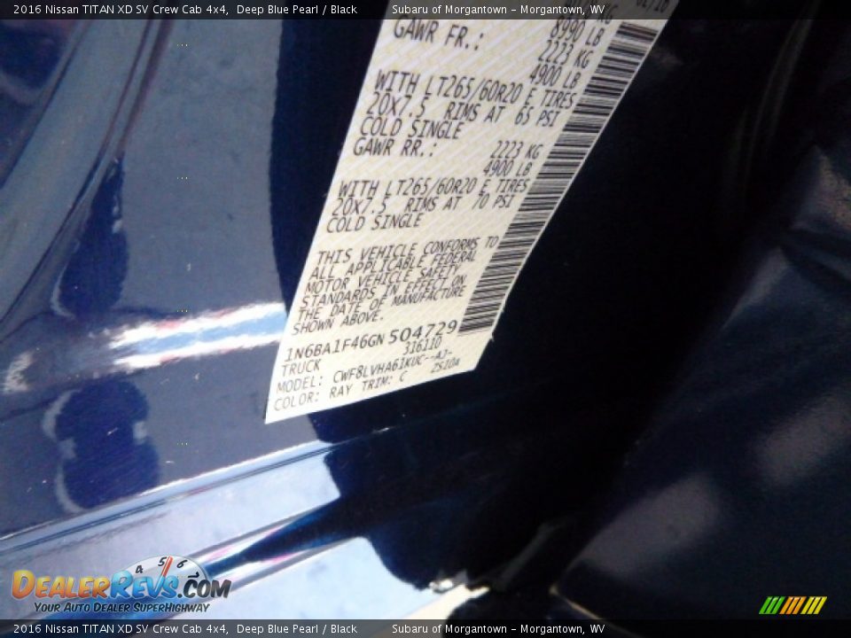 2016 Nissan TITAN XD SV Crew Cab 4x4 Deep Blue Pearl / Black Photo #13