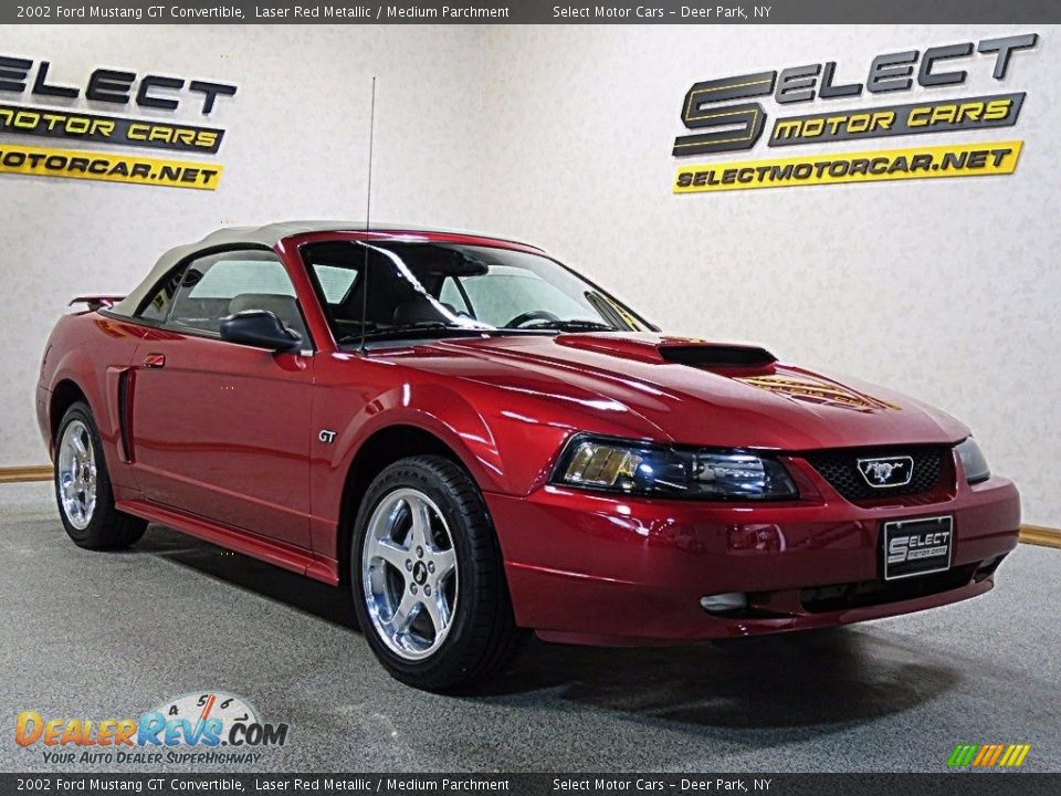 2002 Ford Mustang GT Convertible Laser Red Metallic / Medium Parchment Photo #3