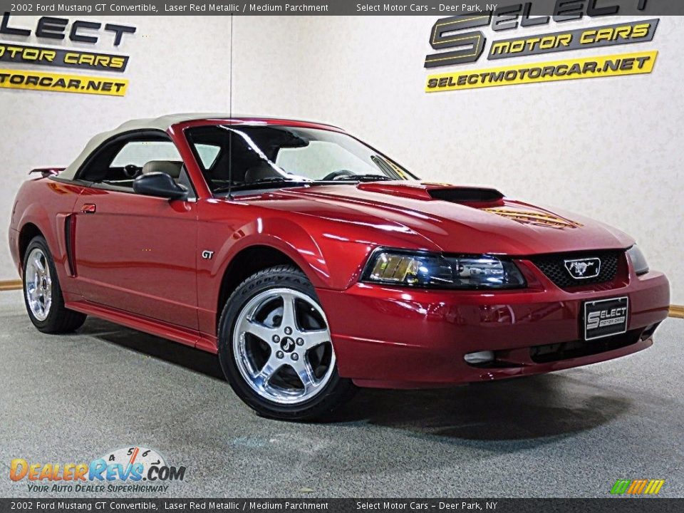 2002 Ford Mustang GT Convertible Laser Red Metallic / Medium Parchment Photo #9