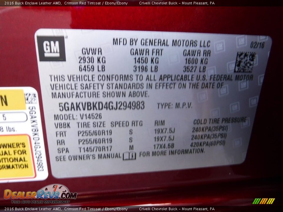 2016 Buick Enclave Leather AWD Crimson Red Tintcoat / Ebony/Ebony Photo #30