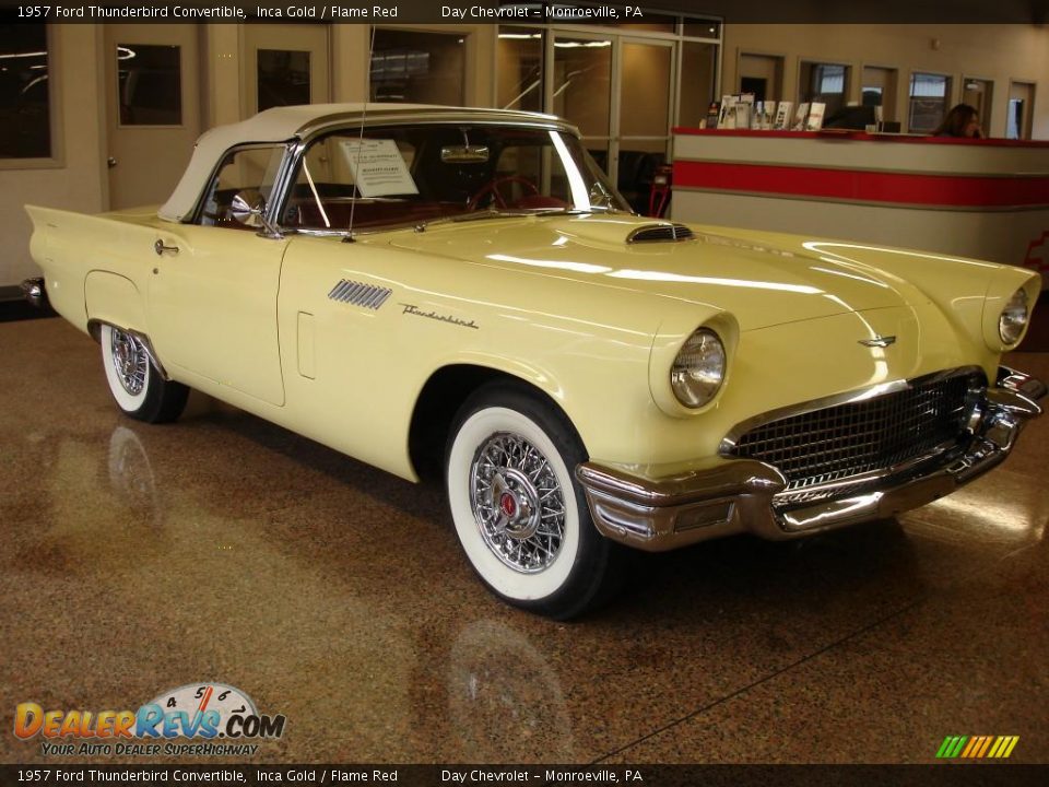 1957 Ford Thunderbird Convertible Inca Gold / Flame Red Photo #8