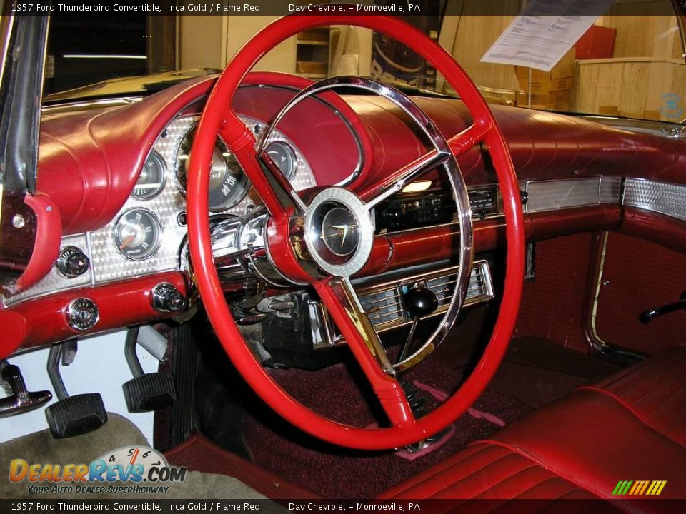 1957 Ford Thunderbird Convertible Inca Gold / Flame Red Photo #26