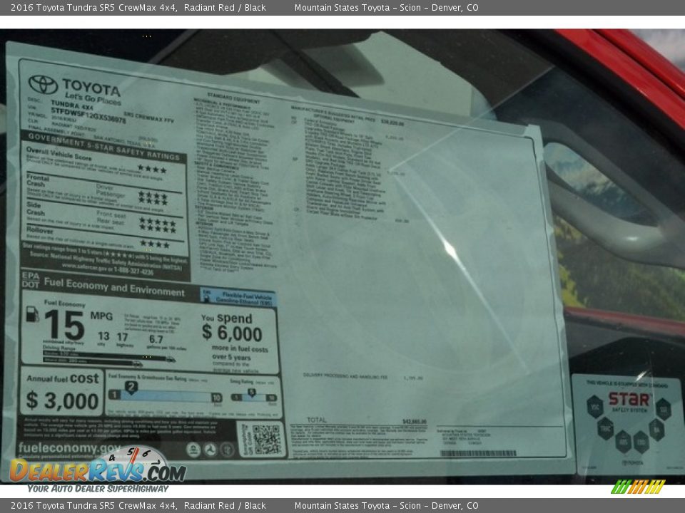 2016 Toyota Tundra SR5 CrewMax 4x4 Radiant Red / Black Photo #10