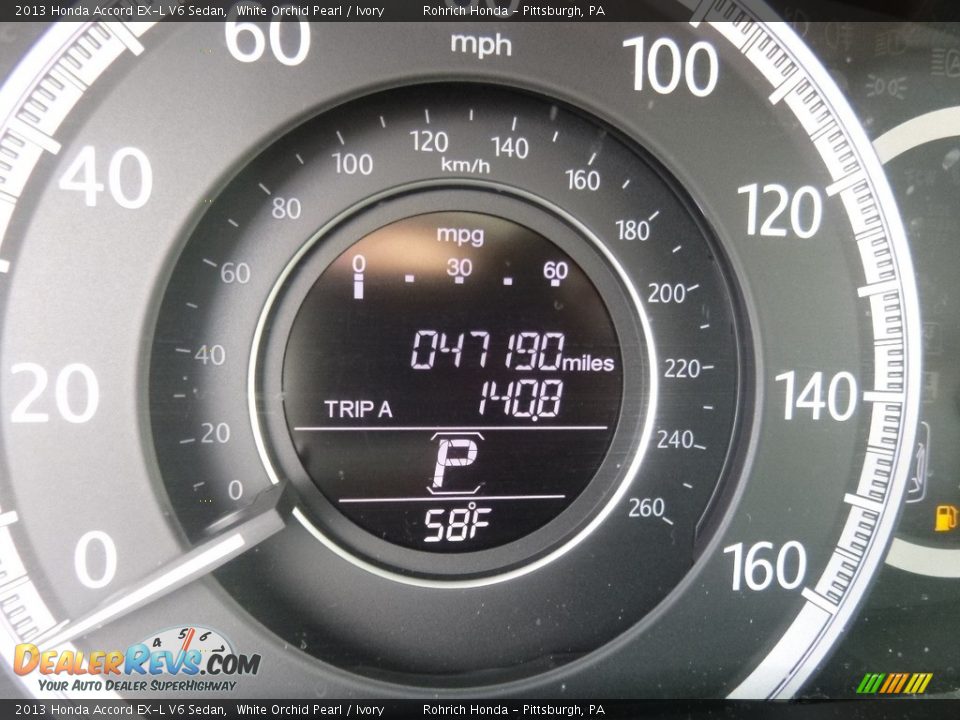 2013 Honda Accord EX-L V6 Sedan White Orchid Pearl / Ivory Photo #9