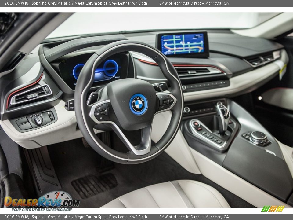 Mega Carum Spice Grey Leather w/ Cloth Interior - 2016 BMW i8  Photo #7