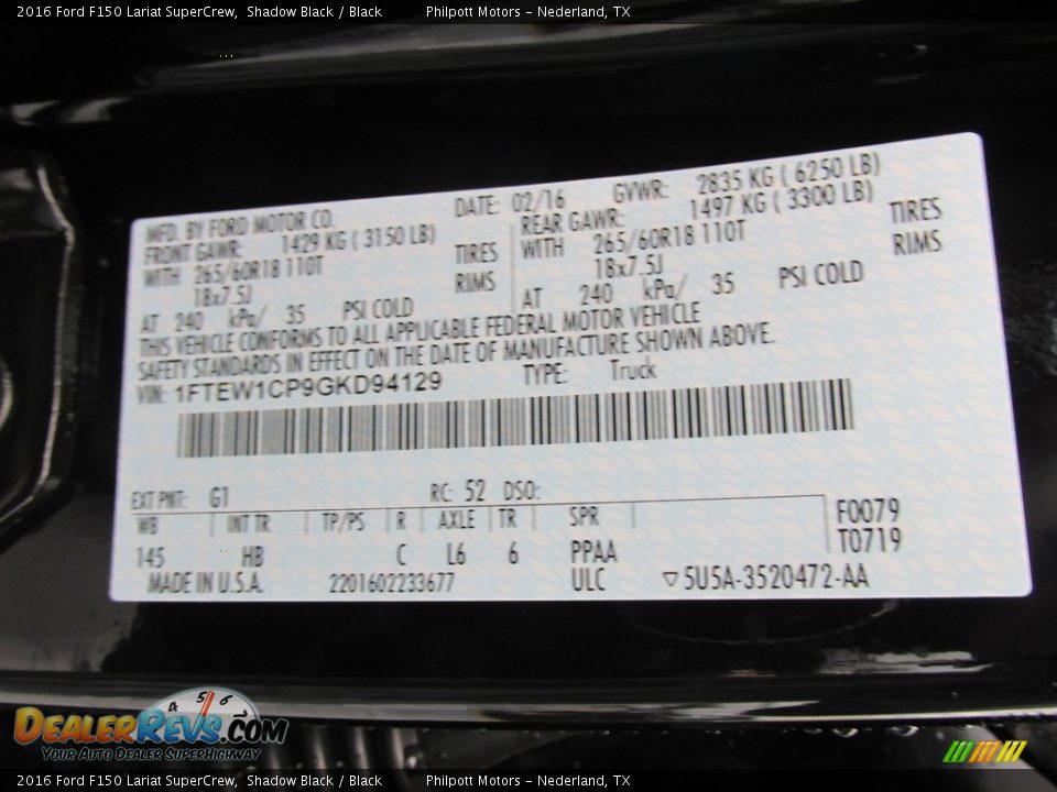 2016 Ford F150 Lariat SuperCrew Shadow Black / Black Photo #35