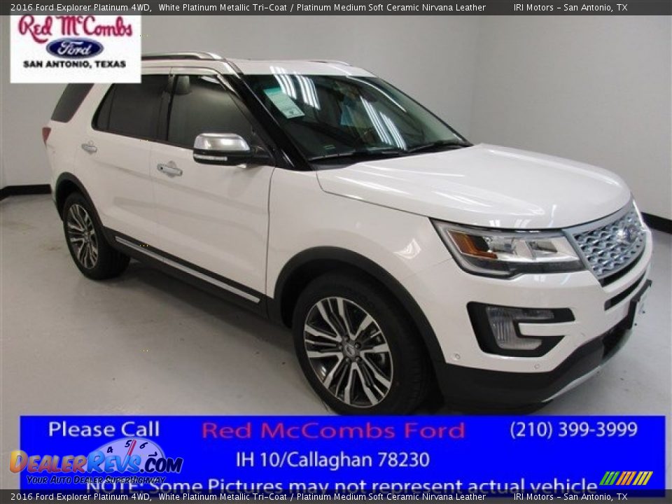 2016 Ford Explorer Platinum 4WD White Platinum Metallic Tri-Coat / Platinum Medium Soft Ceramic Nirvana Leather Photo #1