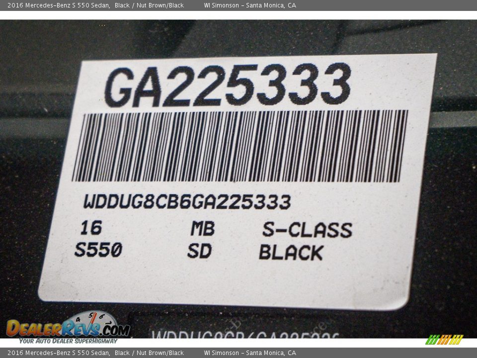 2016 Mercedes-Benz S 550 Sedan Black / Nut Brown/Black Photo #8