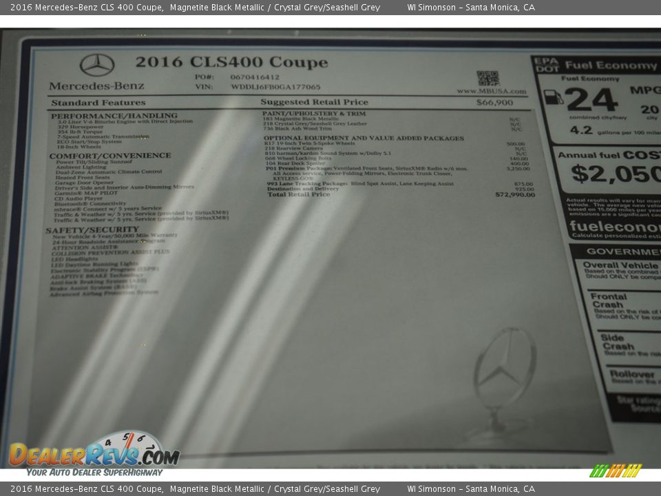 2016 Mercedes-Benz CLS 400 Coupe Magnetite Black Metallic / Crystal Grey/Seashell Grey Photo #11