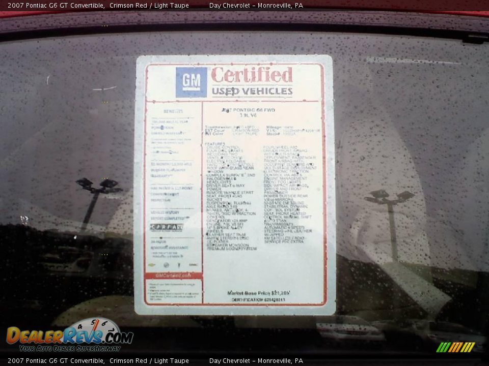 2007 Pontiac G6 GT Convertible Crimson Red / Light Taupe Photo #18