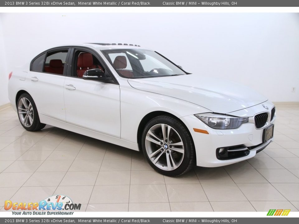 2013 BMW 3 Series 328i xDrive Sedan Mineral White Metallic / Coral Red/Black Photo #1