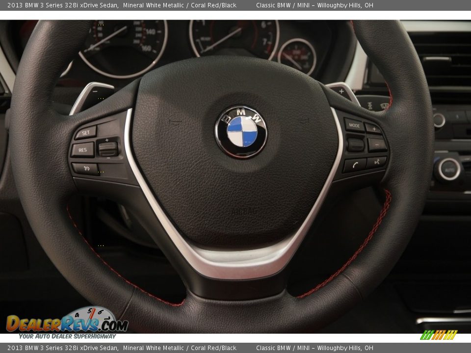 2013 BMW 3 Series 328i xDrive Sedan Mineral White Metallic / Coral Red/Black Photo #10