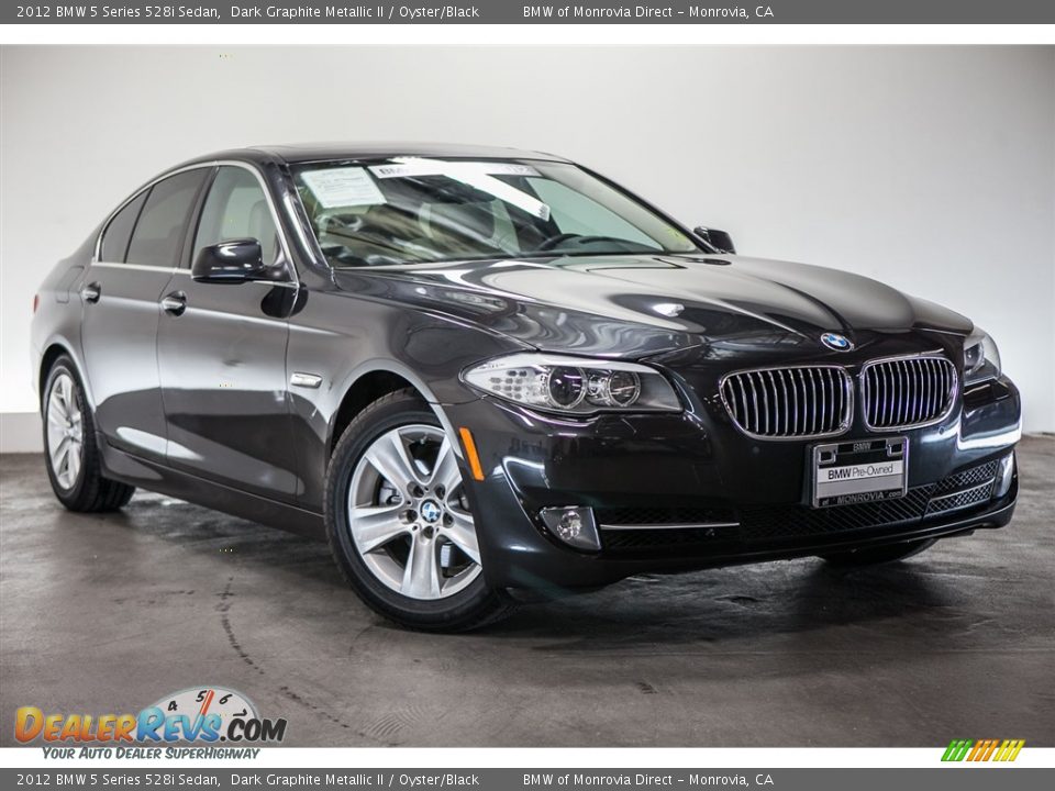 2012 BMW 5 Series 528i Sedan Dark Graphite Metallic II / Oyster/Black Photo #12