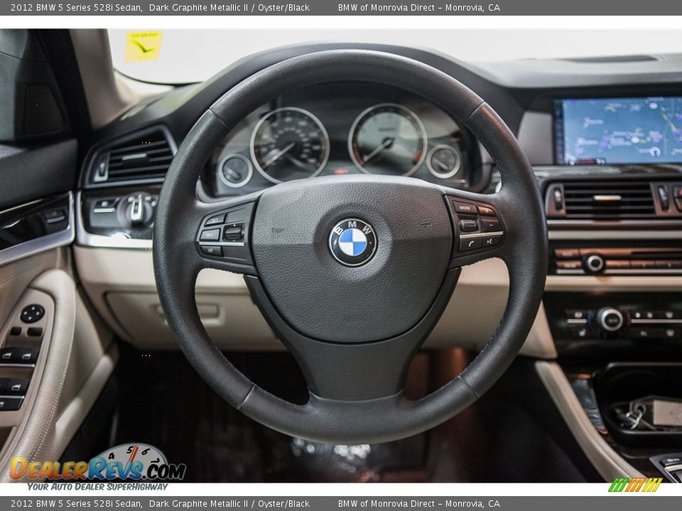 2012 BMW 5 Series 528i Sedan Dark Graphite Metallic II / Oyster/Black Photo #16