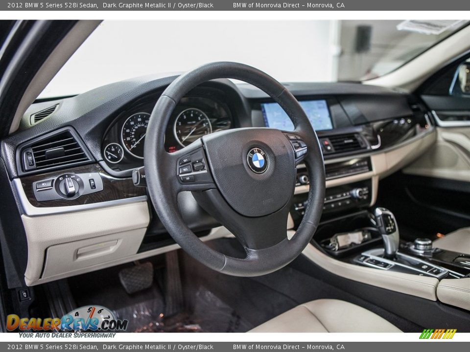 2012 BMW 5 Series 528i Sedan Dark Graphite Metallic II / Oyster/Black Photo #19