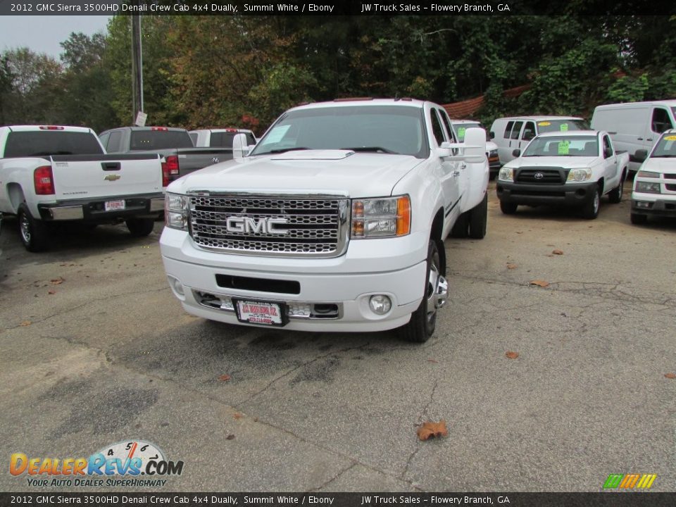 2012 GMC Sierra 3500HD Denali Crew Cab 4x4 Dually Summit White / Ebony Photo #2