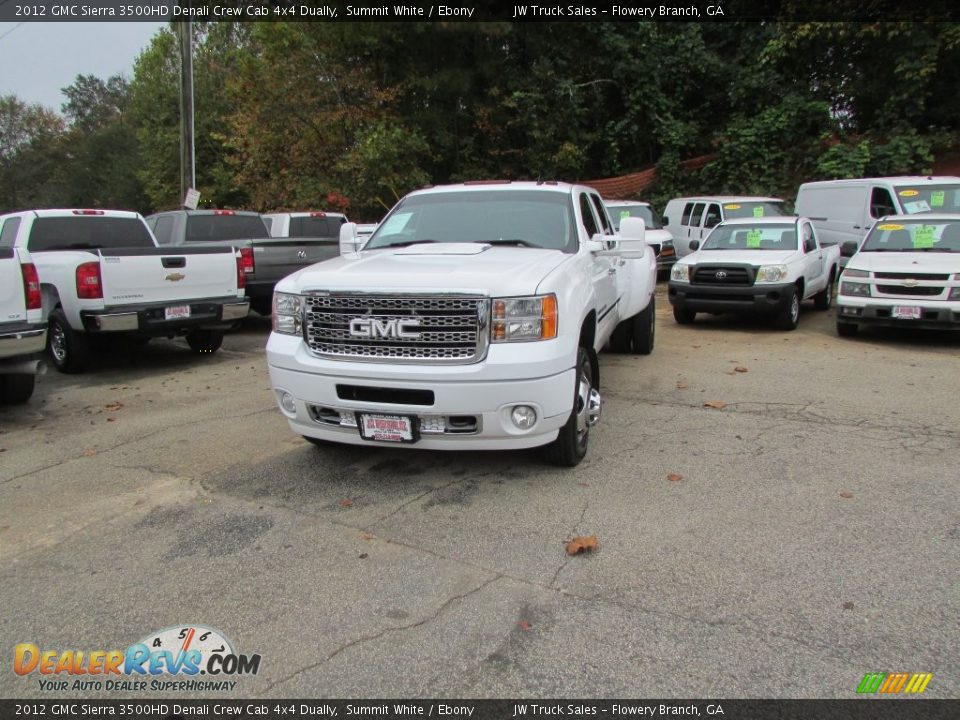 2012 GMC Sierra 3500HD Denali Crew Cab 4x4 Dually Summit White / Ebony Photo #3